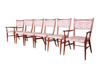 Paul McCobb for Directional Sculpted Walnut Dining Chairs, Set of Six