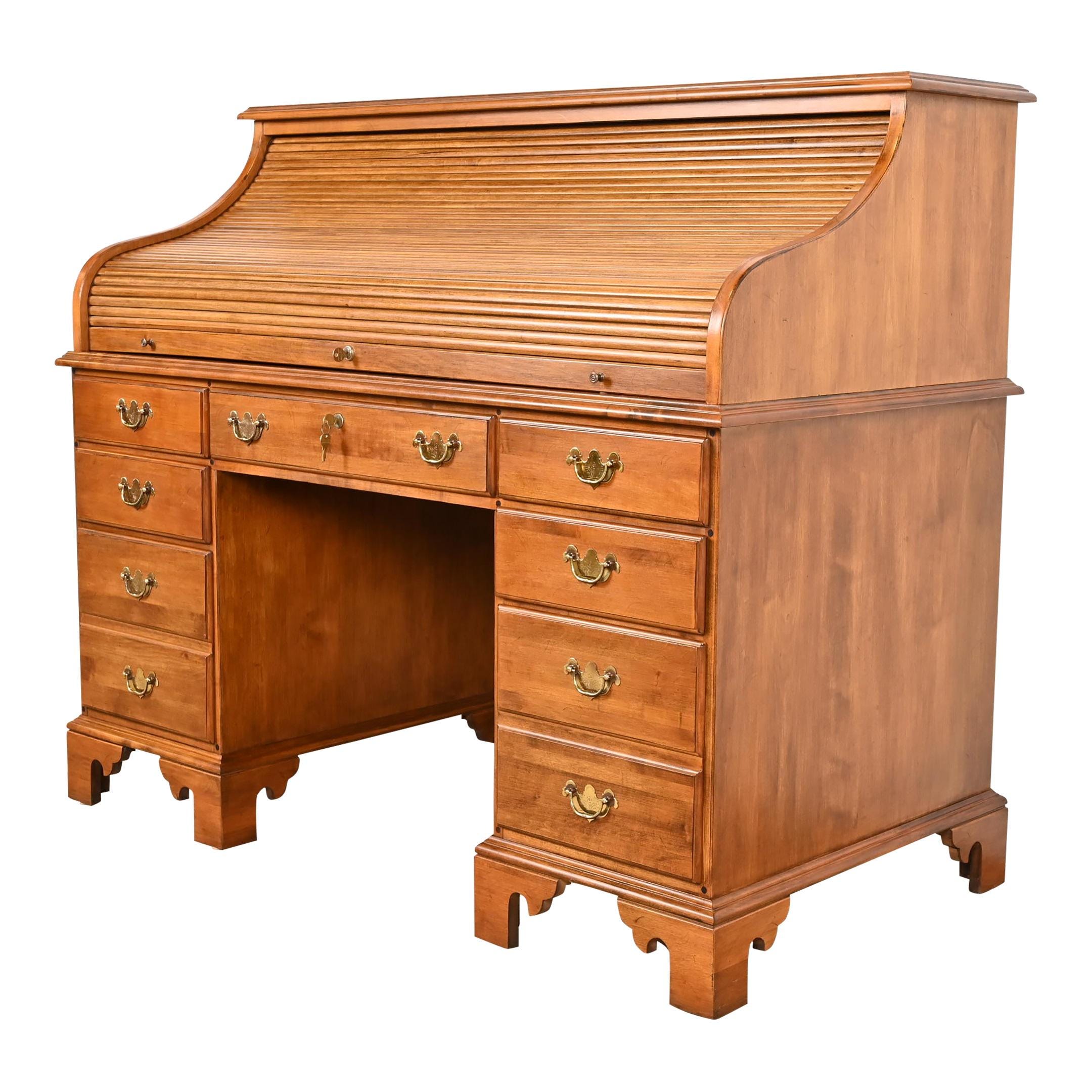 Ethan Allen American Colonial Solid Maple Roll Top Desk Etsy