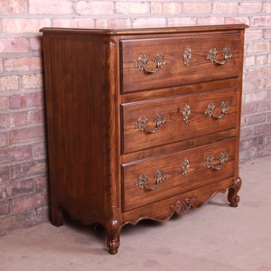 Baker Furniture French Provincial Louis XV Oak and Burl Wood Chest of ...