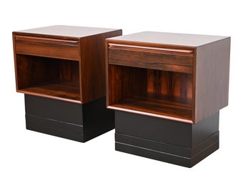 Westnofa Scandinavian Modern Rosewood Nightstands, Newly Refinished