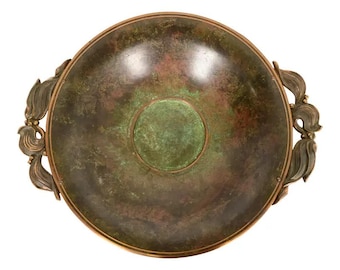 Carl Sorensen Art Deco Verdigris Bronze Centerpiece Bowl or Fruit Bowl