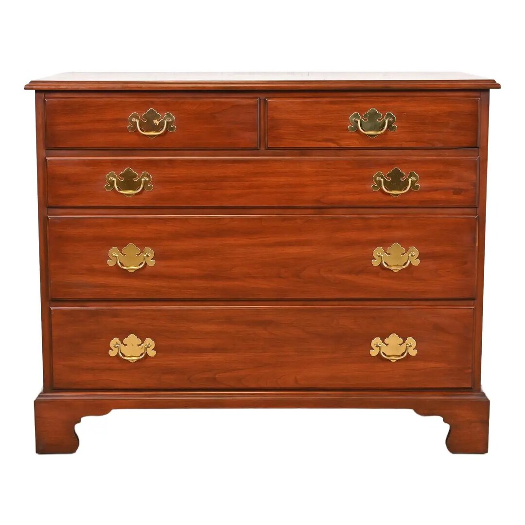 Henkel Harris Georgian Solid Cherry Wood Five-drawer Dresser or
