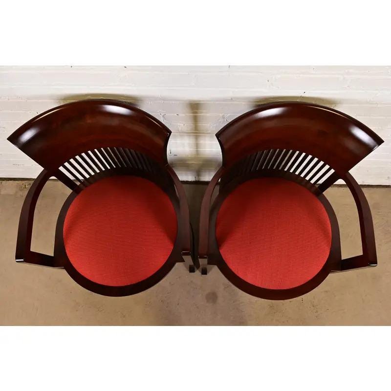 Frank Lloyd Wright for Cassina Arts & Crafts Dark Cherry Wood Barrel ...
