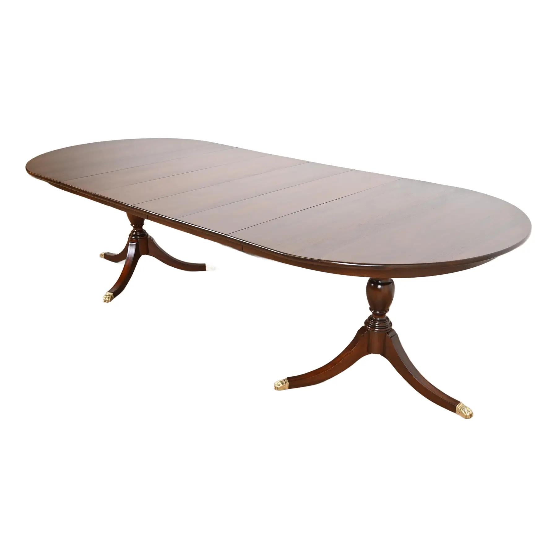 Henkel Harris Georgian Solid Mahogany Double Pedestal Extension