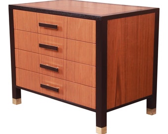 Harvey Probber Teak and Mahogany Four-Drawer Nightstand or Bachelor Chest, Newly Refinished