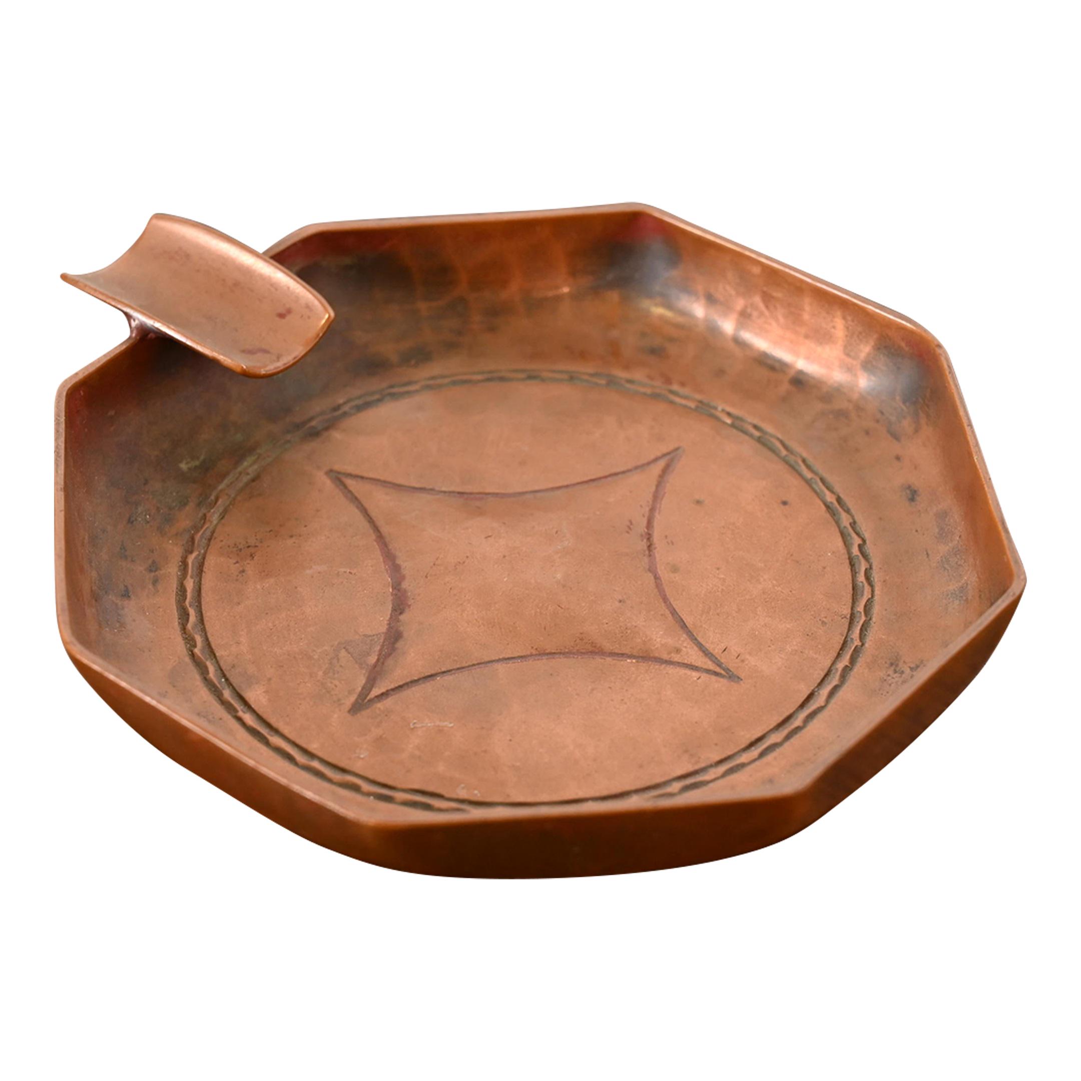 渓流 鮎 あゆ 灰皿 昭和 レトロ 山幸 箱入り 真鍮？ 銅？ Roycroft Arts & Crafts Hammered Copper Ashtray - Etsy