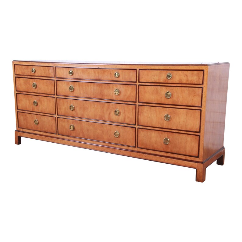 Drexel Heritage Burl Wood Chinoiserie Twelve Drawer Dresser Or Etsy
