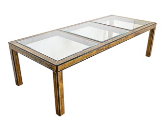 Bernhard Rohne for Mastercraft Acid Etched Brass Extension Dining Table, 1970s