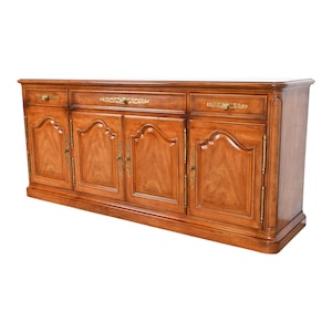 Henredon French Provincial Carved Walnut Sideboard or Bar Cabinet