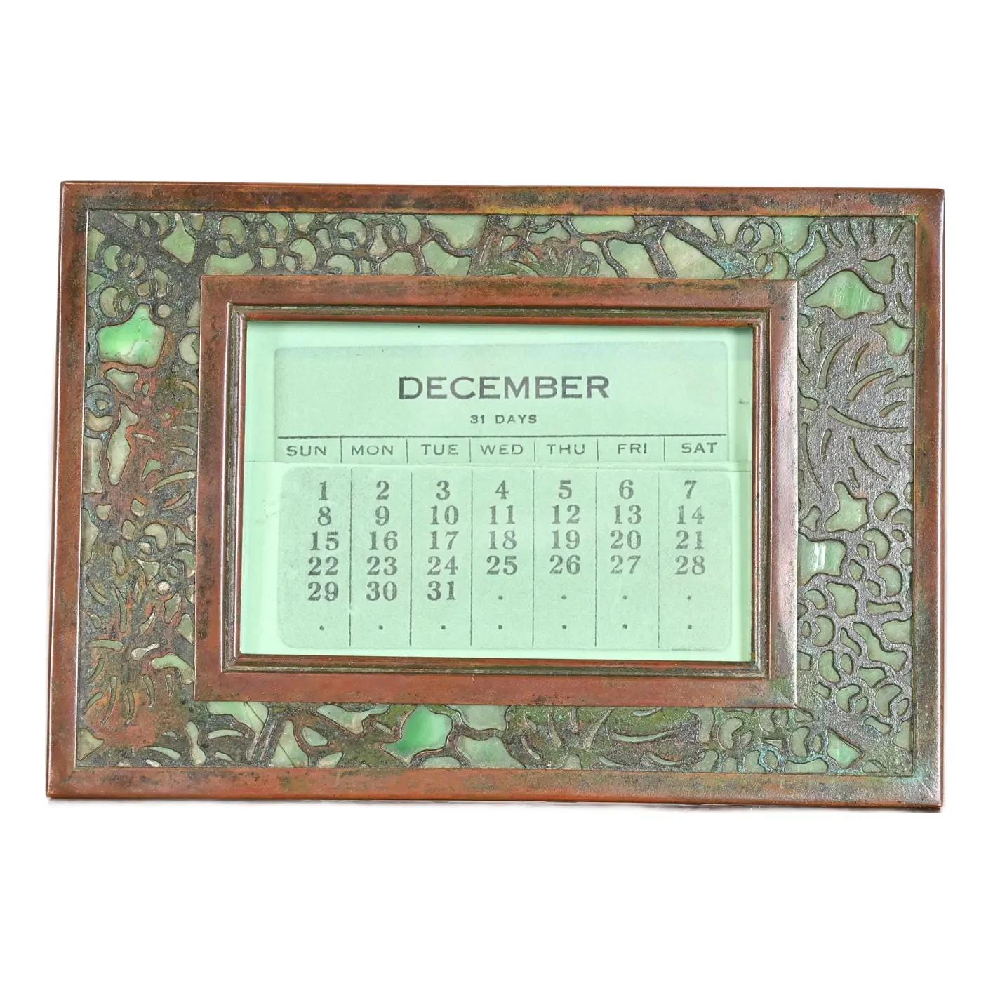 Tiffanyティファニー　カレンダー Tiffany Studios New York Grapevine Bronze and Slag Glass Desk
