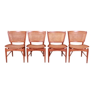 Finn Juhl for Baker Furniture Teak and Cane Dining Chairs, Set of Four image 1