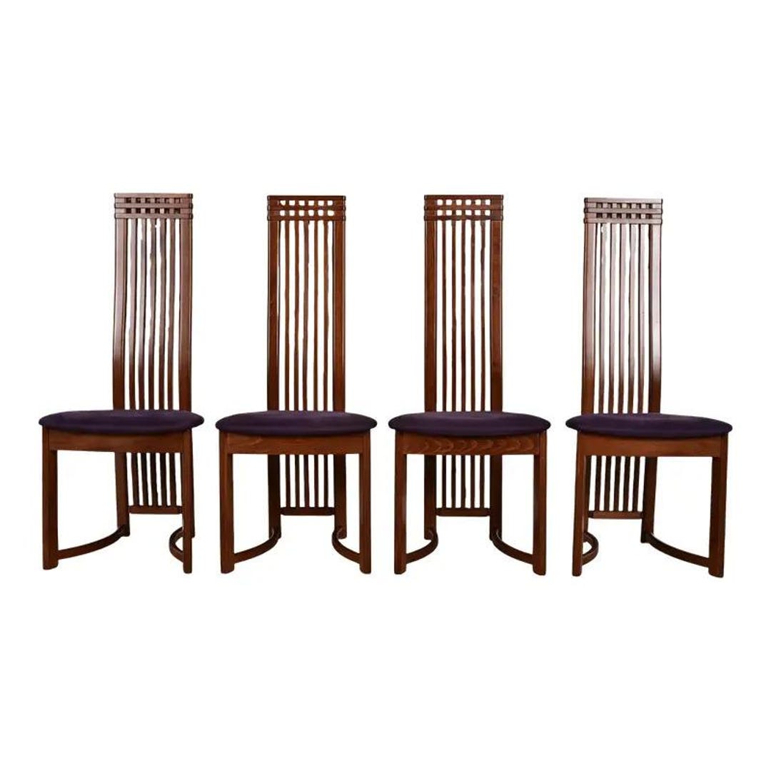 Frank Lloyd Wright Style Arts & Crafts High Back Dining Chairs, Set of ...