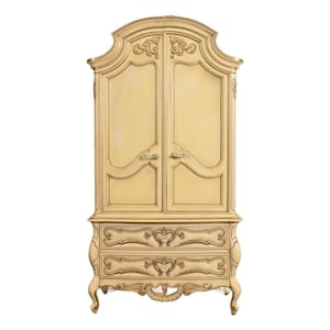 Romweber French Rococo Louis XV Cream Lacquered Armoire Dresser, Circa 1960s