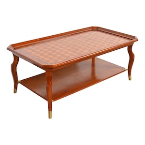 John Widdicomb Italian Provincial Parquetry Top Two-Tier Coffee Table