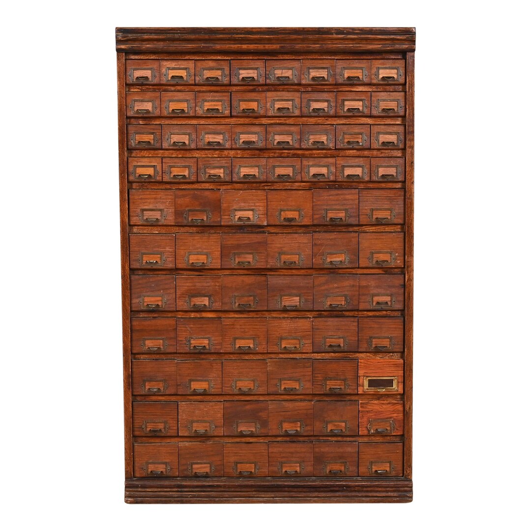 Antique Arts & Crafts 74-drawer Card File Cabinet or Industrial Parts ...