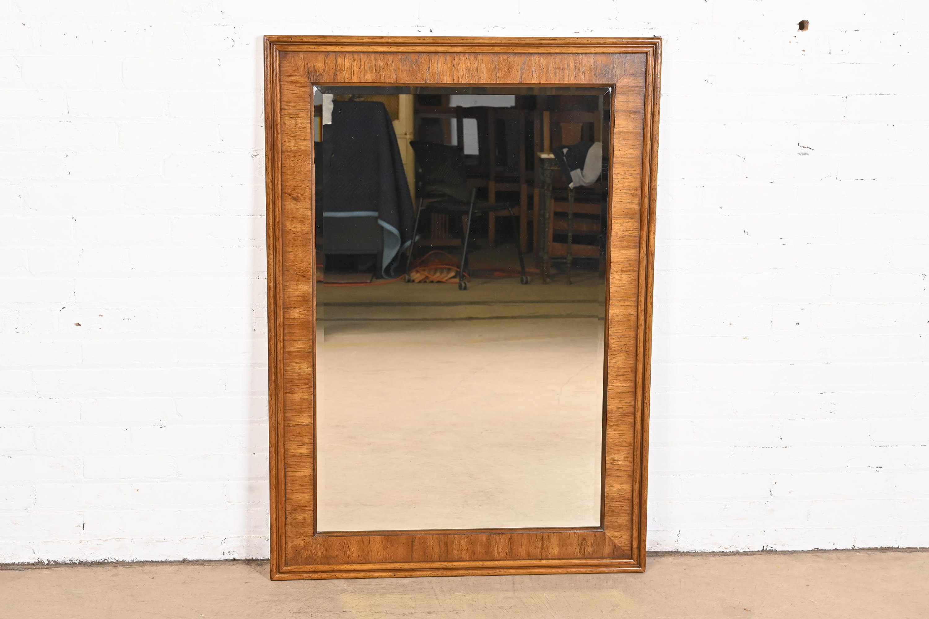 Drexel Heritage Modern Large Walnut Framed Beveled Mirror - Etsy