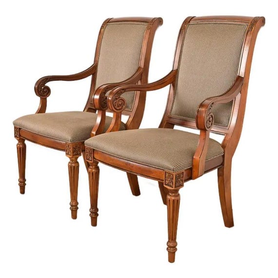 Ethan Allen French Regency Louis XVI Carved Cherry Wood