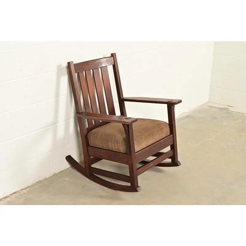 Stickley Style Antique Mission Oak Arts & Crafts Rocking Chair, Circa ...