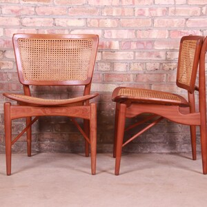Finn Juhl for Baker Furniture Teak and Cane Dining Chairs, Set of Four image 7