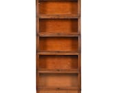 Antique Arts Crafts Oak Five-Stack Barrister Bookcase by Lundstrom, Circa 1920s