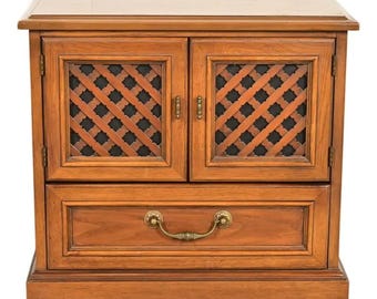 Drexel Spanish Colonial Carved Walnut Nightstand, 1960s