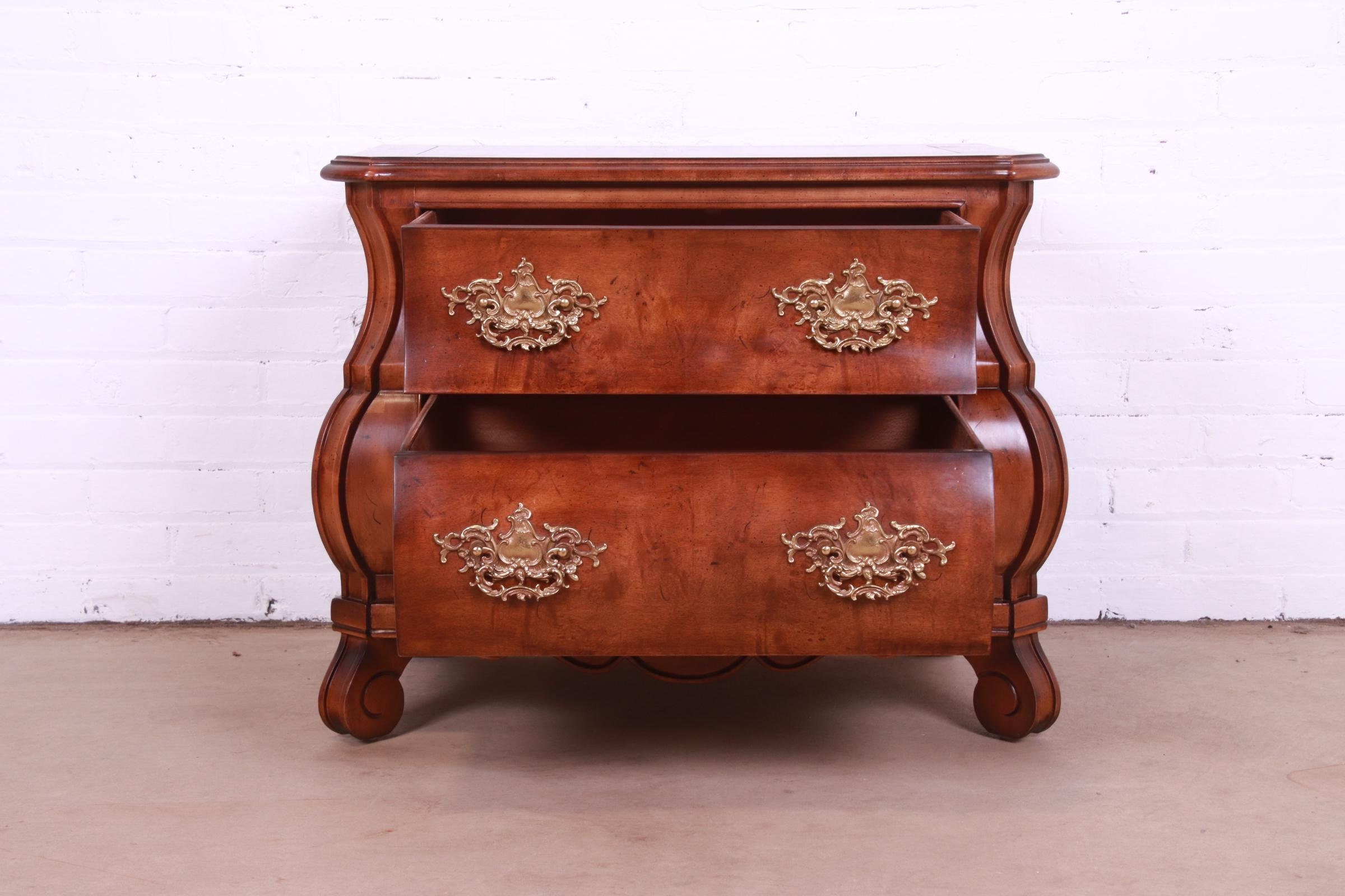 Henredon Italian Louis XV Burl Wood Bombay Form Bedside Chest - Etsy