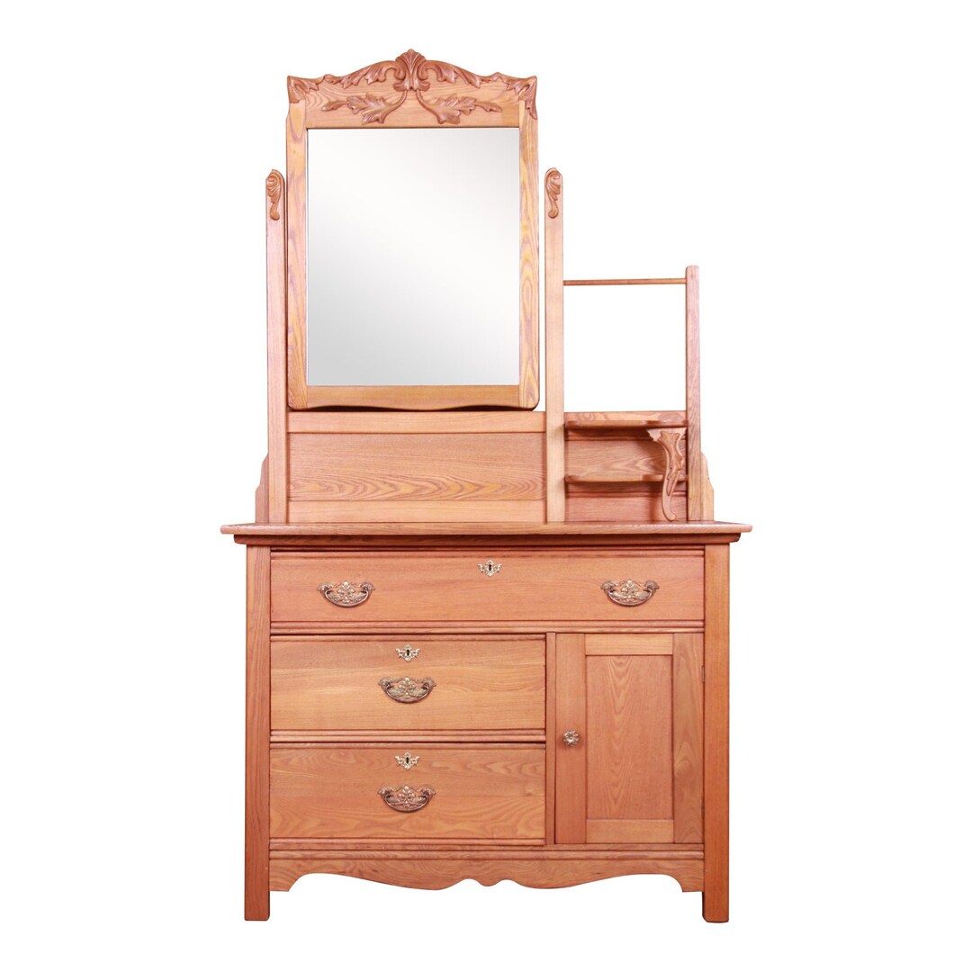 Antique Carved Oak Dresser With Mirror Circa 1900 Etsy UK