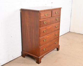 Henkel Harris American Colonial Solid Cherry Wood Highboy Dresser