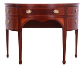 Baker Furniture Federal Mahogany and Satinwood Demilune Cabinet or Sideboard