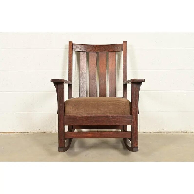 Stickley Style Antique Mission Oak Arts & Crafts Rocking Chair, Circa ...