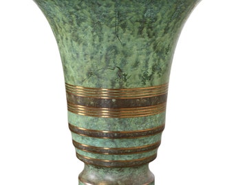 Carl Sorensen Art Deco Verdigris Bronze Vase, Early 20th Century