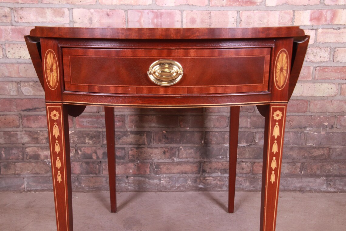 Councill Furniture Inlaid Mahogany Drop Leaf Pembroke Side Etsy