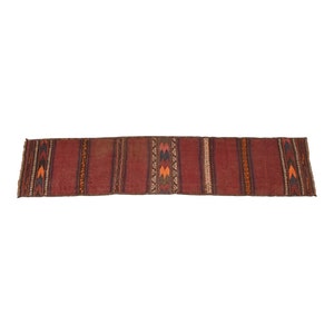 Mid-Century Modern Hand-Woven Afghan Kilim Flat Weave Runner Rug
