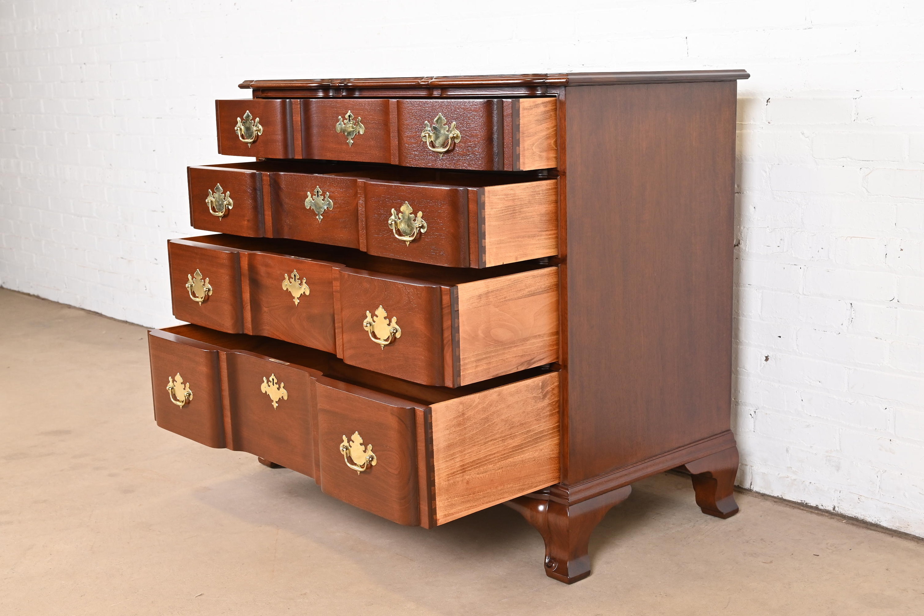 Kindel Furniture Georgian Carved Mahogany Block Front Chest of Drawers ...