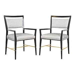 Paul McCobb Connoisseur Collection Black Lacquered Mahogany and Brass Armchairs, Fully Restored