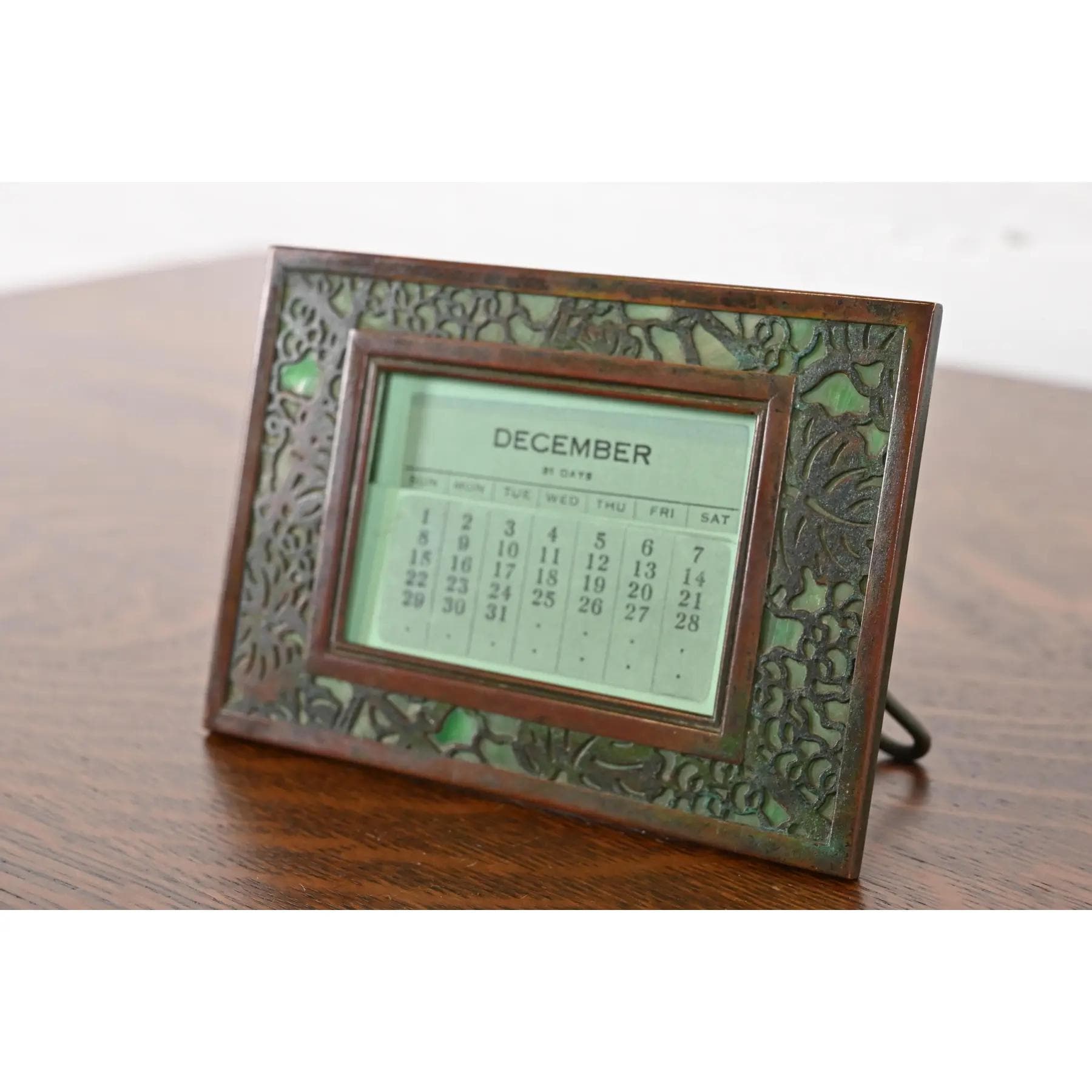 Tiffany Studios New York Grapevine Bronze and Slag Glass Desk