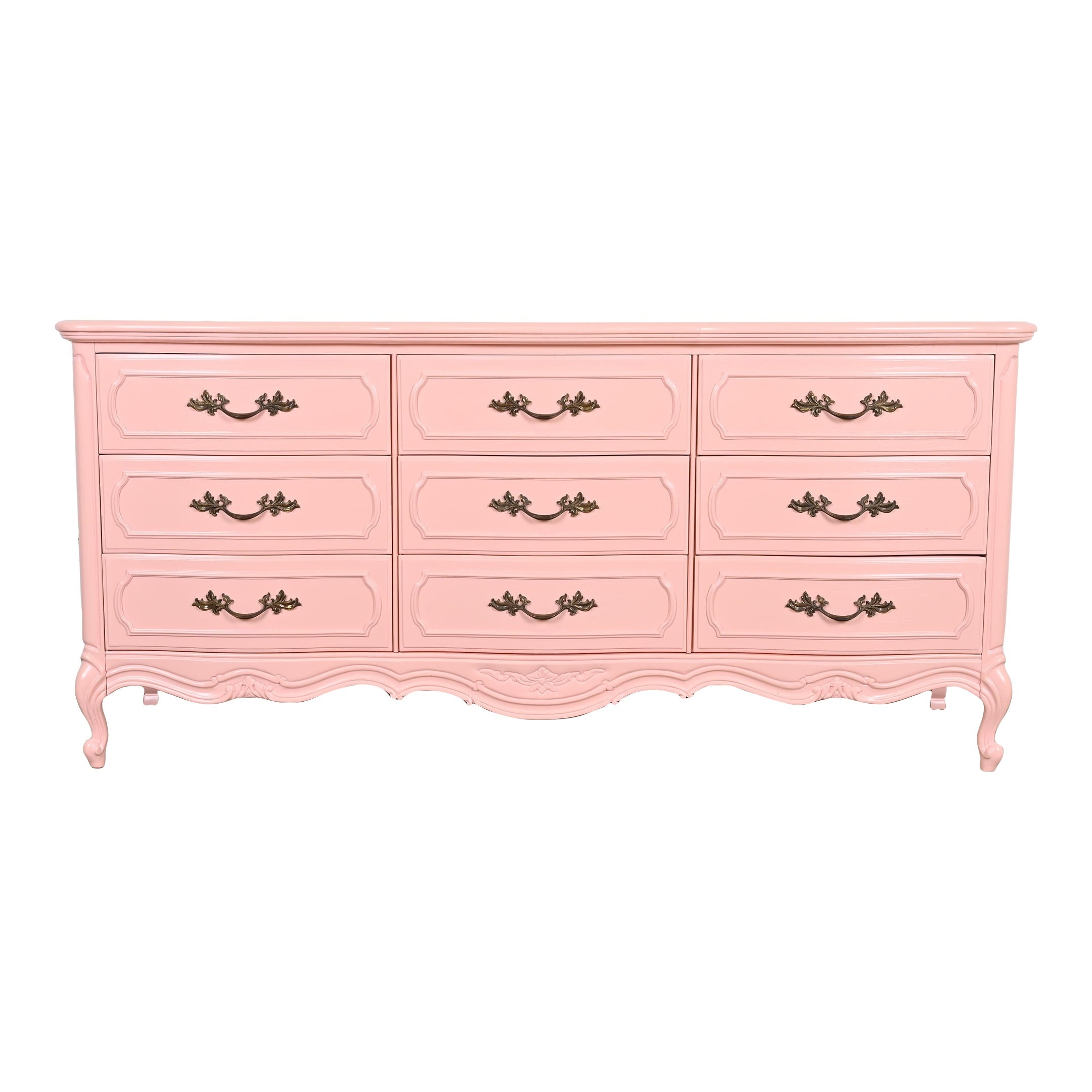 Thomasville French Provincial Louis XV Pink Lacquered Triple