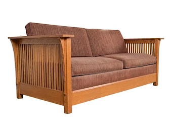 Stickley Mission Oak Arts and Crafts Spindle Sleeper Sofa