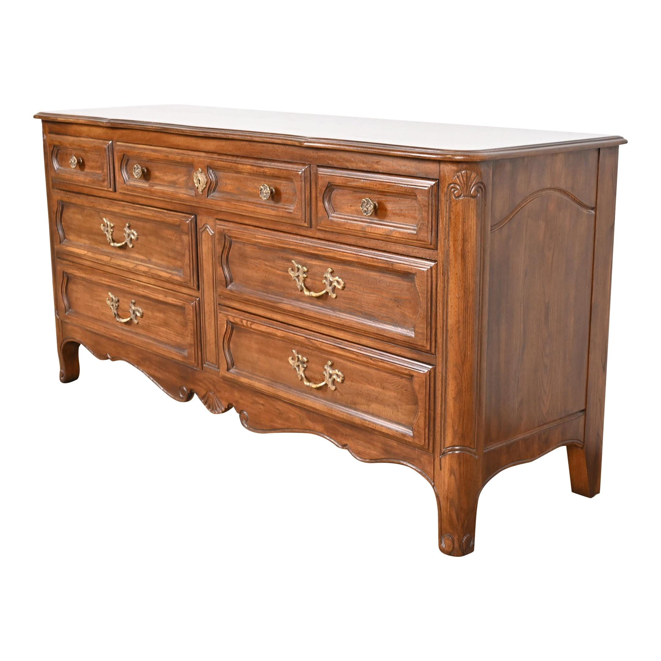 Davis Cabinet Company French Provincial Louis XV Carved Oak Dresser