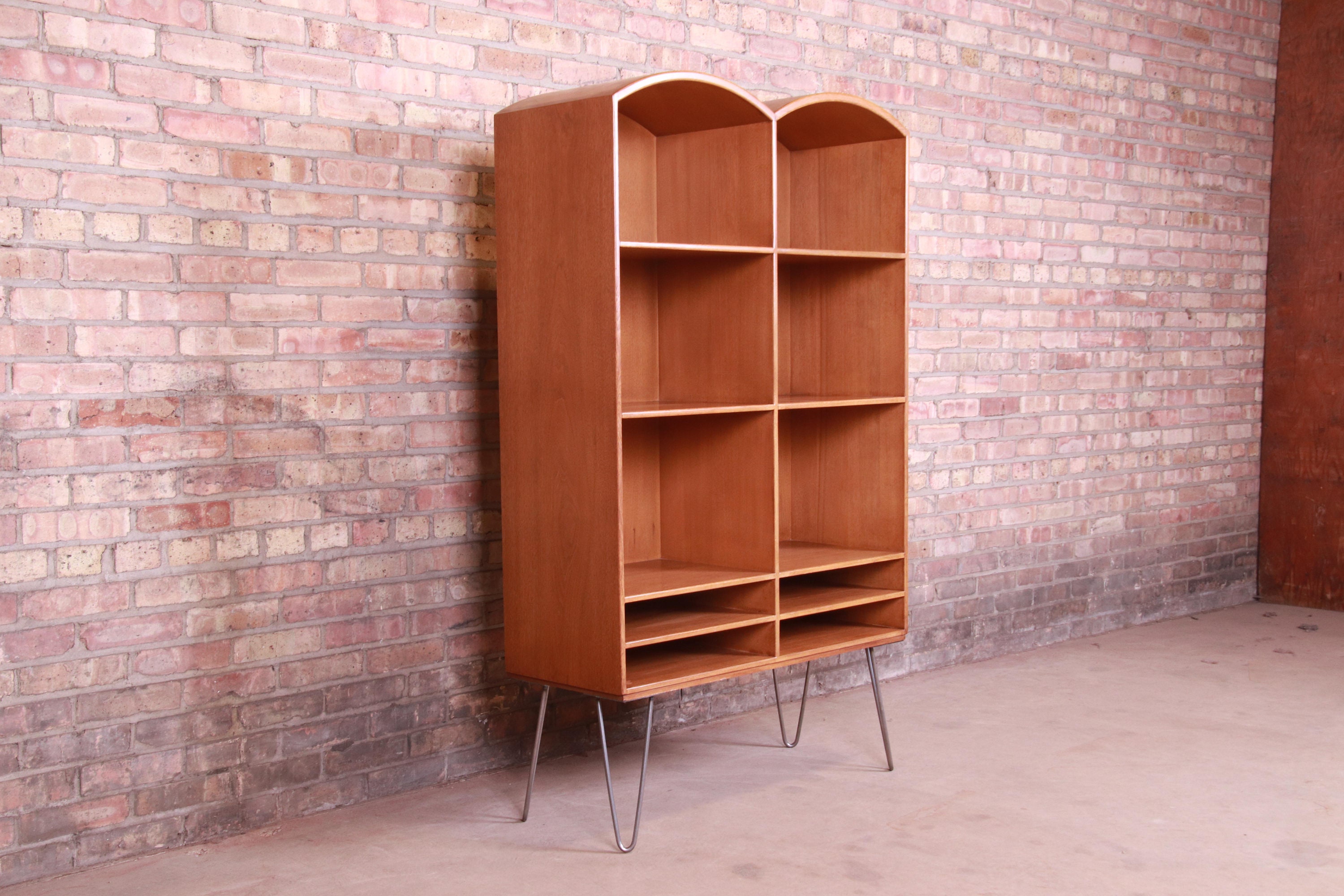 Romweber MidCentury Modern Walnut Bookcase on Hairpin Legs Etsy