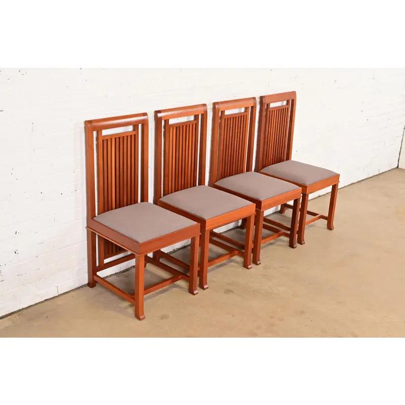 Frank Lloyd Wright for Cassina Arts & Crafts Cherry Wood Dining Chairs ...