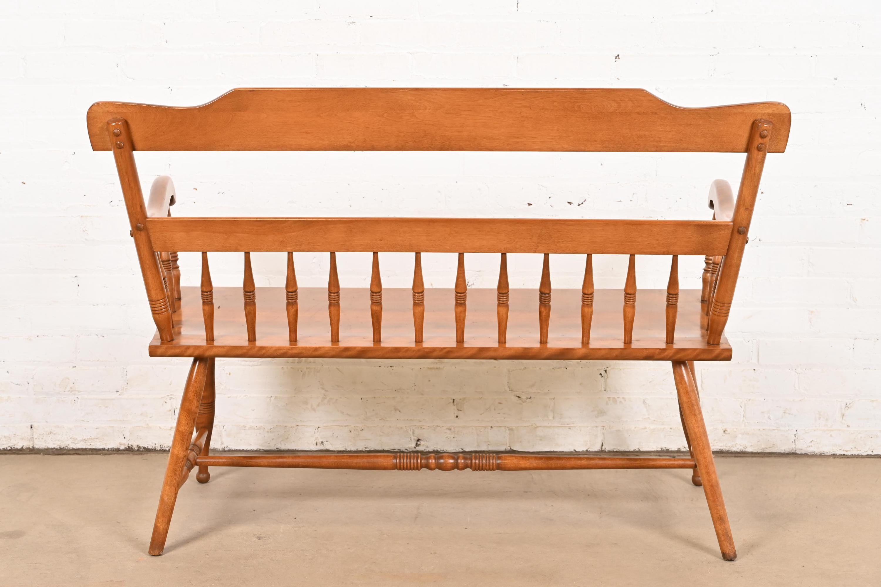 Ethan Allen American Colonial Carved Solid Maple Spindle Bench - Etsy