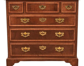 Henredon Georgian Banded Mahogany and Burl Wood Chest of Drawers, Newly Refinished