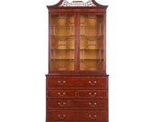 Baker Furniture Chippendale Carved Mahogany Drop Front Secretary Desk With Bookcase Hutch