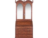 Baker Furniture Georgian Walnut Drop Front Secretary Desk With Mirrored Bookcase Hutch