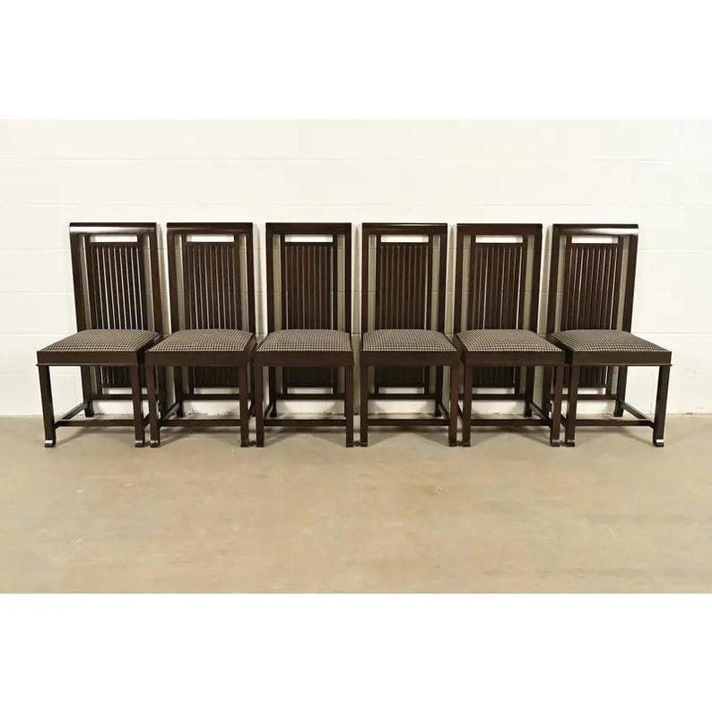 Frank Lloyd Wright for Cassina Arts & Crafts Dark Cherry Wood Dining ...