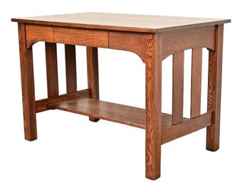Stickley Brothers Style Antique Mission Oak Arts & Crafts Writing Desk, Newly Refinished