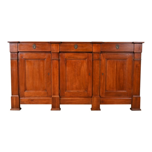 Henredon Italian Empire Carved Cherry Wood Sideboard or Bar Cabinet