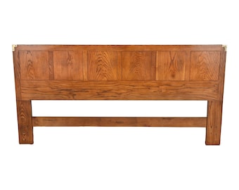 Henredon Mid-Century Modern Campaign Oak King Size Headboard, Circa 1970s