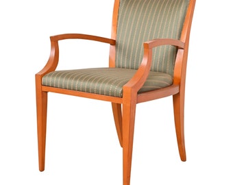 Baker Furniture Neoclassical Solid Maple Armchair With Silk Upholstery